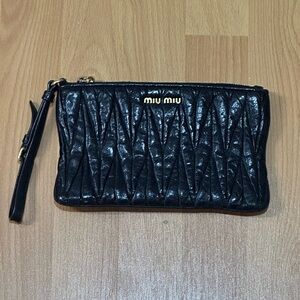 Miu Miu Quilted Black Leather Clutch